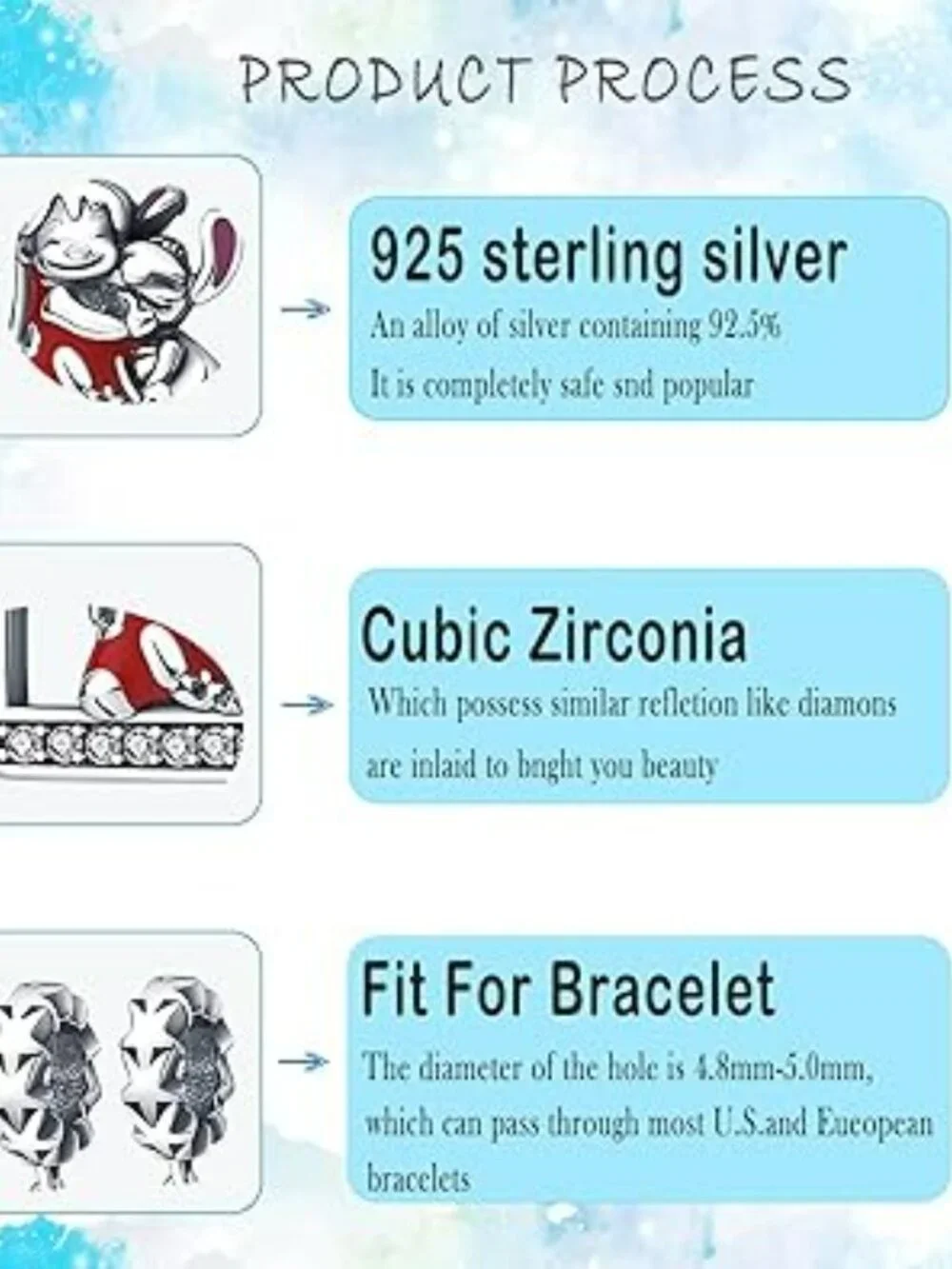 Sterling Silver Charm fits‎ Pandora Bracelets Plus one extra spacer Charm